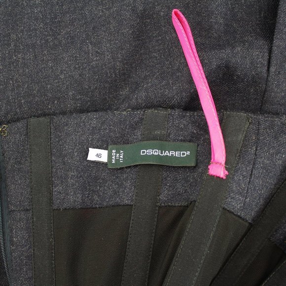 DSquared2 Charcoal Gray Wool Strapless Corset Dress Midi Tailored Fitted  46/M - Picture 14 of 16